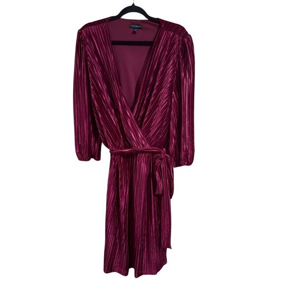 Lane Bryant Womens Midi Velvet Wrap Dress Size 22/24 Red Fit & Flare Whimsigoth - Picture 2 of 4